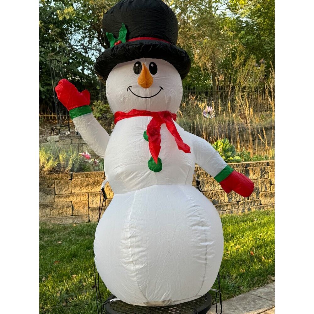 Holiday Time Self Inflating Snowman Lightup Christmas Tested 4ft Tall